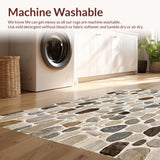 Ultra Soft Area Rug, Non Slip, Stain Resistant, Washable Area Rugs for Living Room, Bedroom, Elegant Stone Mosaic Runner Boho Chic Neutral Area(Beige)