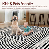 Ultra Soft Area Rug, Non Slip, Stain Resistant, Washable Area Rugs for Living Room, Bedroom, Rhythmic Monochrome Line Rug, Artistic Contrast Stripe Carpet, Distinctive(Gray)