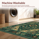 Ultra Soft Area Rug, Non Slip, Stain Resistant, Washable Area Rugs for Living Room, Bedroom, Vintage Inspired Ethnic Motif with Intricate Boho(Green)