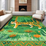 Ultra Soft Area Rug, Non Slip, Stain Resistant, Washable Area Rugs for Living Room, Bedroom, Whimsical Vintage Animal Illustration(Green)