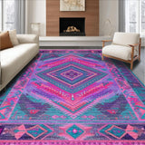 Ultra Soft Area Rug, Non Slip, Stain Resistant, Washable Area Rugs for Living Room, Bedroom, Chic Teal and Pink Mosaic Blend(Pink)