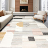 Ultra Soft Area Rug, Non Slip, Stain Resistant, Washable Area Rugs for Living Room, Bedroom, Abstract Boho Harmony with Geometric Lines and Earthy Tones(Gray)