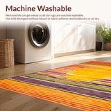Ultra Soft Area Rug, Non Slip, Stain Resistant, Washable Area Rugs for Living Room, Bedroom, Dynamic Rainbow Wave Print(Orange)