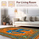 Ultra Soft Area Rug, Non Slip, Stain Resistant, Washable Area Rugs for Living Room, Bedroom, Bold Semi-Circular Statement Piece(Orange)