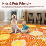 Ultra Soft Area Rug, Non Slip, Stain Resistant, Washable Area Rugs for Living Room, Bedroom, Cheerful Vibrant Sun Motif(Yellow)