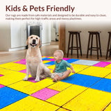 Ultra Soft Area Rug, Non Slip, Stain Resistant, Washable Area Rugs for Living Room, Bedroom, Vibrant Geometric Tile Motif(Yellow)