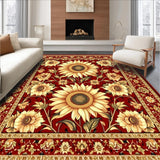 Ultra Soft Area Rug, Non Slip, Stain Resistant, Washable Area Rugs for Living Room, Bedroom, Warm Red Floral Harmony Style(Red)