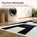 Ultra Soft Area Rug, Non Slip, Stain Resistant, Washable Area Rugs for Living Room, Bedroom, Striped Elegance Rug(Black)