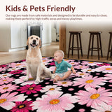 Ultra Soft Area Rug, Non Slip, Stain Resistant, Washable Area Rugs for Living Room, Bedroom, Minimalist Black and Pink Palette(Pink)