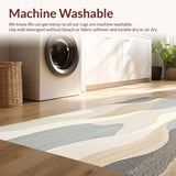Minimalist Beige Bath Mat with Abstract Wave Like Design(Beige)