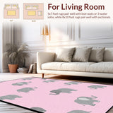 Ultra Soft Area Rug, Non Slip, Stain Resistant, Washable Area Rugs for Living Room, Bedroom, Vibrant Pink Animal Theme Decor(Pink)