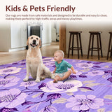 Ultra Soft Area Rug, Non Slip, Stain Resistant, Washable Area Rugs for Living Room, Bedroom, Playful Abstract Petal Arrangement(Purple)
