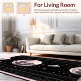Ultra Soft Area Rug, Non Slip, Stain Resistant, Washable Area Rugs for Living Room, Bedroom, Rustic Celestial Geometric Arrangement(Pink)