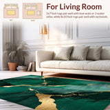 Ultra Soft Area Rug, Non Slip, Stain Resistant, Washable Area Rugs for Living Room, Bedroom, Sophisticated Marbleized Visual Harmony(Green)
