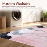 Ultra Soft Area Rug, Non Slip, Stain Resistant, Washable Area Rugs for Living Room, Bedroom, Elegant Irregular Marble Motif(Pink)