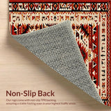 Ultra Soft Area Rug, Non Slip, Stain Resistant, Washable Area Rugs for Living Room, Bedroom, Textured Vintage Southwest Pattern(Red)