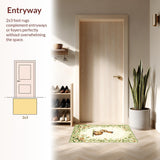 Ultra Soft Area Rug, Non Slip, Stain Resistant, Washable Area Rugs for Living Room, Bedroom, Elegant Earthy Floral Display(Beige)