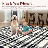 Ultra Soft Area Rug, Non Slip, Stain Resistant, Washable Area Rugs for Living Room, Bedroom, Indoor Outdoor Rug Black White Striped Braided Washable Area Rug(Black)