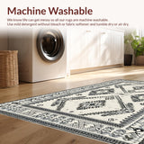 Ultra Soft Area Rug, Non Slip, Stain Resistant, Washable Area Rugs for Living Room, Bedroom, Chic Abstract Tiled Pattern(Black)