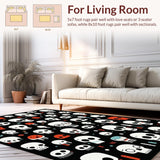 Ultra Soft Area Rug, Non Slip, Stain Resistant, Washable Area Rugs for Living Room, Bedroom, Contemporary Dark Humor Design(Black)