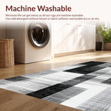 Ultra Soft Area Rug, Non Slip, Stain Resistant, Washable Area Rugs for Living Room, Bedroom, Urban Lines Modern Black and White Porch Area Rug(Black)