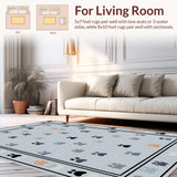 Ultra Soft Area Rug, Non Slip, Stain Resistant, Washable Area Rugs for Living Room, Bedroom, Rustic Warm Toned Print Variation(Gray)