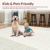 Ultra Soft Area Rug, Non Slip, Stain Resistant, Washable Area Rugs for Living Room, Bedroom, Cozy Textured Round Design(White)