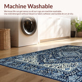 Ultra Soft Area Rug, Non Slip, Stain Resistant, Washable Area Rugs for Living Room, Bedroom, Chic Minimalist Lattice Design(Blue)