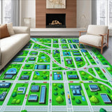 Ultra Soft Area Rug, Non Slip, Stain Resistant, Washable Area Rugs for Living Room, Bedroom, Whimsical Traffic Pattern Rug(Green)