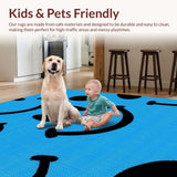 Ultra Soft Area Rug, Non Slip, Stain Resistant, Washable Area Rugs for Living Room, Bedroom, Preppy Cool Round Accent(Blue)