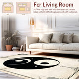 Ultra Soft Area Rug, Non Slip, Stain Resistant, Washable Area Rugs for Living Room, Bedroom, Contemporary Monochrome Symbolic Design(Black)