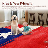 Ultra Soft Area Rug, Non Slip, Stain Resistant, Washable Area Rugs for Living Room, Bedroom, Eclectic Pentagram Motif Display(Red)