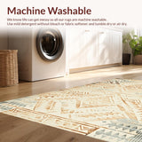Ultra Soft Area Rug, Non Slip, Stain Resistant, Washable Area Rugs for Living Room, Bedroom, Intricate Aztec Patterned Decor(Beige)