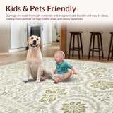Ultra Soft Area Rug, Non Slip, Stain Resistant, Washable Area Rugs for Living Room, Bedroom, Cream Beige Farmhouse Dining Room Floral Rug(Ivory)