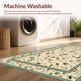 Ultra Soft Area Rug, Non Slip, Stain Resistant, Washable Area Rugs for Living Room, Bedroom, Stylish Botanical Print Arrangement(Beige)