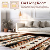 Ultra Soft Area Rug, Non Slip, Stain Resistant, Washable Area Rugs for Living Room, Bedroom, Vibrant Ethnic Tiled Design(Brown)