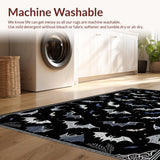 Ultra Soft Area Rug, Non Slip, Stain Resistant, Washable Area Rugs for Living Room, Bedroom, Spooky Black Halloween Decor(Black)