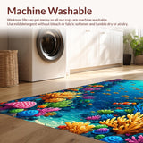 Ultra Soft Area Rug, Non Slip, Stain Resistant, Washable Area Rugs for Living Room, Bedroom, Playful Ocean Theme Kindergarten Home Decor Rug(Blue)