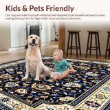 Ultra Soft Area Rug, Non Slip, Stain Resistant, Washable Area Rugs for Living Room, Bedroom, Abstract Floral Medallion(Blue)