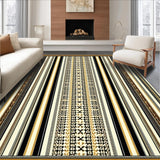 Ultra Soft Area Rug, Non Slip, Stain Resistant, Washable Area Rugs for Living Room, Bedroom, Black and Beige Striped Area(Black)