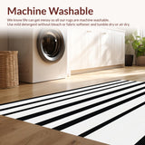 Ultra Soft Area Rug, Non Slip, Stain Resistant, Washable Area Rugs for Living Room, Bedroom, Modern striped textile art(Black)