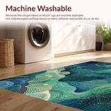Ultra Soft Area Rug, Non Slip, Stain Resistant, Washable Area Rugs for Living Room, Bedroom, Deep Sea Rug Abstract Marine Life Carpet(Blue)