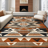 Ultra Soft Area Rug, Non Slip, Stain Resistant, Washable Area Rugs for Living Room, Bedroom, Lively Geometric Southwestern Composition(Brown)