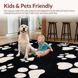 Ultra Soft Area Rug, Non Slip, Stain Resistant, Washable Area Rugs for Living Room, Bedroom, Stylish Abstract Animal Pattern(Black)