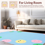Ultra Soft Area Rug, Non Slip, Stain Resistant, Washable Area Rugs for Living Room, Bedroom, Sunny Expressive Cartoonish Element(Blue)