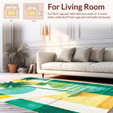 Ultra Soft Area Rug, Non Slip, Stain Resistant, Washable Area Rugs for Living Room, Bedroom, Kids Surf Bath Mat Playful Island Boards Artistic Palms Oceanic Pattern Rug(Green)