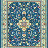 Ultra Soft Area Rug, Non Slip, Stain Resistant, Washable Area Rugs for Living Room, Bedroom, Sky Tint Floor Beige Medallion Ornamental Home(Blue)