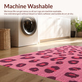 Ultra Soft Area Rug, Non Slip, Stain Resistant, Washable Area Rugs for Living Room, Bedroom, Pink Leopard Playroom Rug for Kids(Pink)