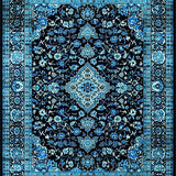 Ultra Soft Area Rug, Non Slip, Stain Resistant, Washable Area Rugs for Living Room, Bedroom, Elegant Black Blue Tiled Arrangement(Blue)
