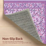Ultra Soft Area Rug, Non Slip, Stain Resistant, Washable Area Rugs for Living Room, Bedroom, Elegant Vintage Blossom Design(Purple)